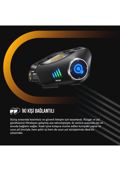 Q28 İntercom Kameralı Hd 1080p Kameralı Kask Kulaklık Su Geçirmez 32gb Hafıza Kartlı Standart