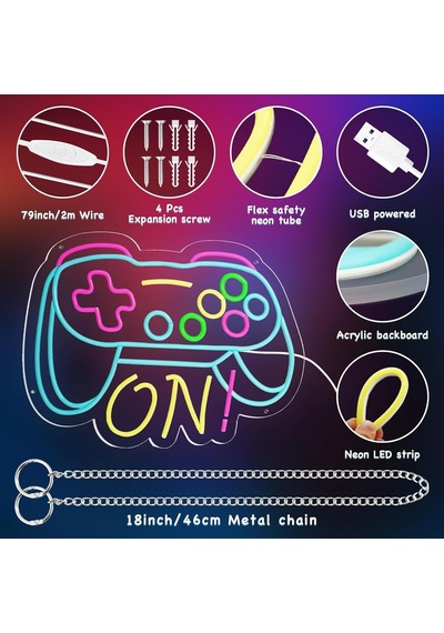 Gamer Neon Tabela Erkek Çocuk Oyun Odası Yatak Odası Duvar Dekoru, Genç Çocuklar İçin Hediyeler, Video Oyunu Erkek Diğer
