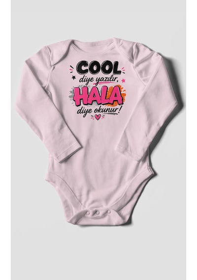 Morivokids Cool Diye Yazılır Hala Diye Okunur Uzun Kollu Bebek Body %100 Pamuk Bebe Pembe