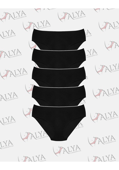 Alya Underwear  Kadın Pamuklu Hipster - Slip Külot 5 Farklı Renk 1 Pakette Siyah