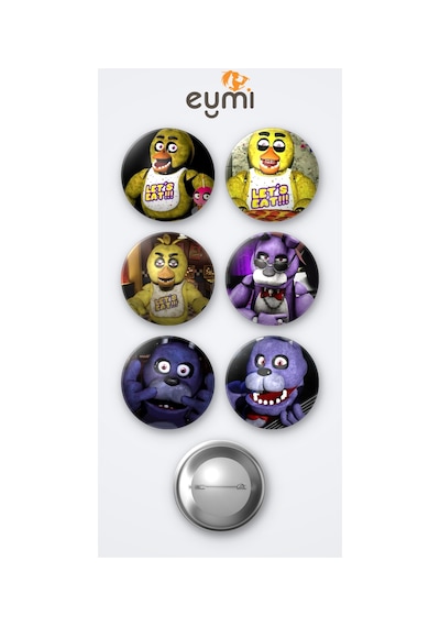 Five Nights At Freddy's Chica The Chicken Oyun Ve Bonnie The Bunny Oyun 6'lı Metal Rozet Seti 58mm İğneli Buton Çanta Yaka Rozeti Çok Renkli