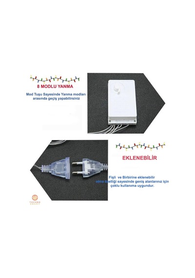 Technojet Kalp Perde Led Işık Animasyonlu Eklenebilir Fişli