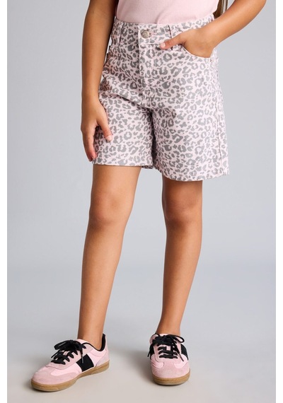 Defacto %100 Pamuk Leopar Desenli Gabardin Şort Kız Çocuk I5509a826hspn22 Pembe-pn22