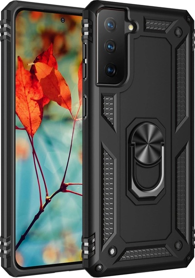 Newface Samsung Galaxy Uyumlu S21 Plus Kılıf Sofya Yüzüklü Silikon Kapak Semeglbl - 27 - Siyah