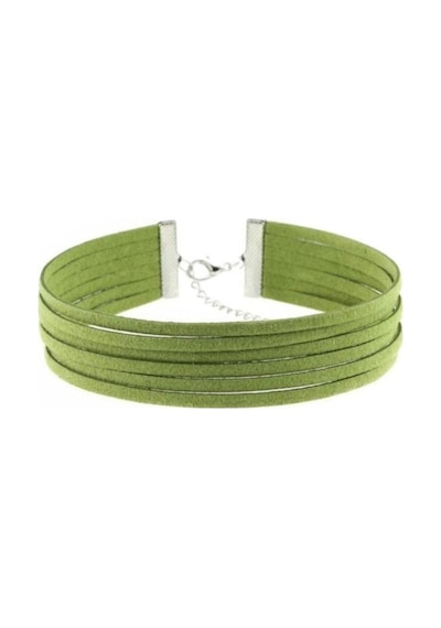 Yeşil Renk Kadın Süet Choker Renkli
