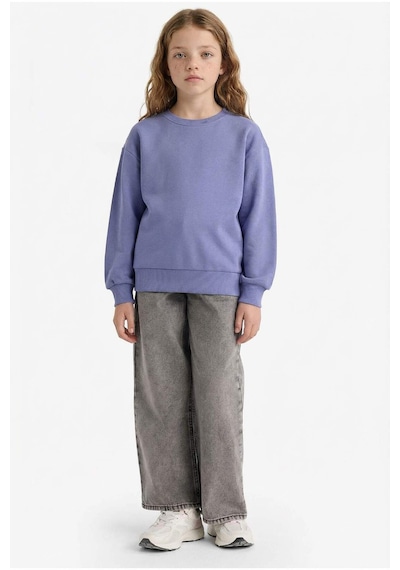 Defacto Kız Çocuk Relax Fit Bisiklet Yaka Basic Düz Sweatshirt A2797a825aupr510 Mor Defacto Kız Çocuk Relax Fit Bisiklet Yaka Basic Düz Sweatshirt A2797a825aupr510 Mor