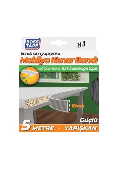 Mobilya Masa Kenar Bandi, 18 Mm X 5 Mt Boyut, Gri Diğer
