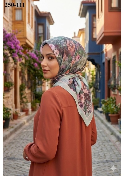 Velscarfs Soft Pamuk Parla Eşarp Yeşil 250-111 Çok Renkli