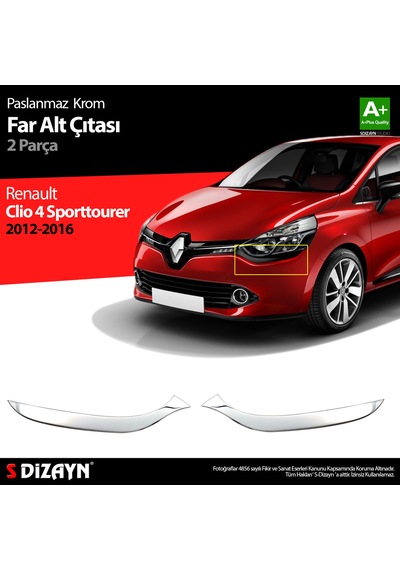 S-Dizayn Renault Clio 4 Sporttourer Krom Far Alt Çıtası 2 Prç. 20