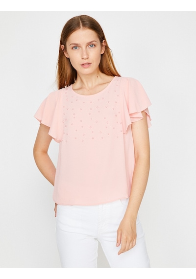 Koton Boncuk Detaylı Bluz Pembe 8yak68504pw Gül