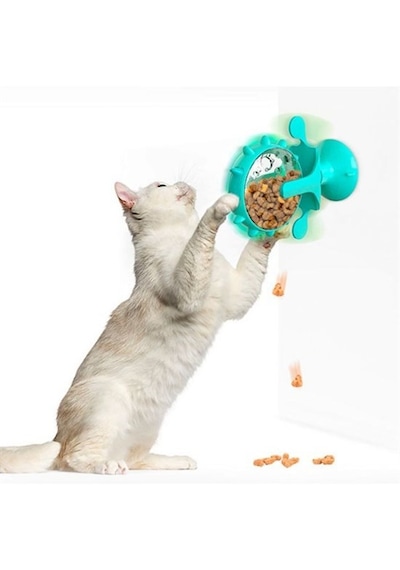 Vantuzlu Zilli İnteraktif Dönebilen Mama Kaplı Renkli Eğlenceli Eğitici Kedi Oyuncağı 5286