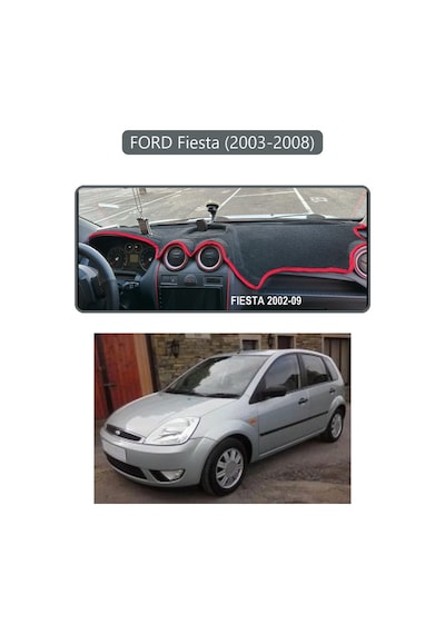 Ford Fiesta 2003-2008 Torpido Koruma Halısı Gri Kenar