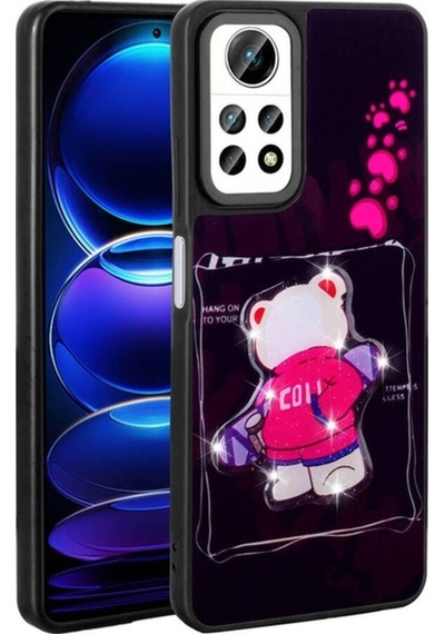 Xiaomi Redmi Note 12 Pro 4g Kılıf Parlayan Kabartmalı İkonik Figürlü Zore Amas Silikon Kapak Siyah
