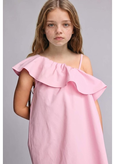 Defacto Kolsuz Pamuklu Mini Elbise Kız Çocuk H7519a826hspn86 Pembe-pn86