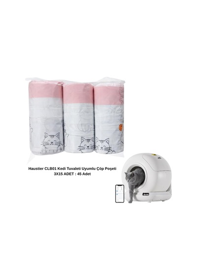 Clb-01 Otomatik Kedi Tuvaleti Büzgülü 3x15 Çöp Poşeti