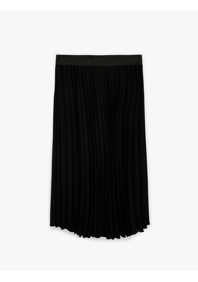 Koton Normal Bel Midi Pileli Şifon Etek Siyah 6sak70038uw Siyah