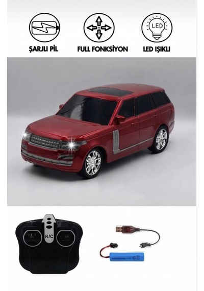 Kumandalı Şarjlı Jeep Cross Country 1:16 Ölçekli 4 Fonksiyonlu Işıklı Oyuncak Araba Kırmızı