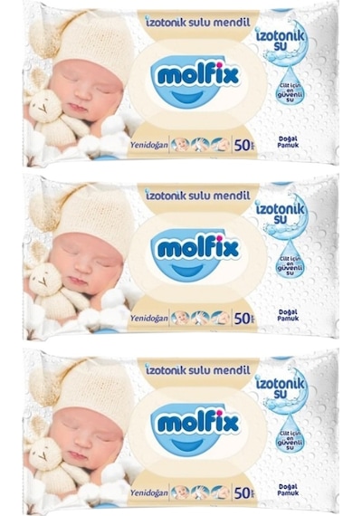 Molfix Islak Havlu Mendil Izotonik Yeni Doğan 3 Lü Set 50 Yaprak