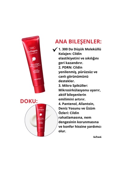 Medipeel Collagen Glow Wrapping Mask 100 Ml Cilde Işıltı Kazandıran, Spiküller Ve Pdrn İçeren Film Maskesi
