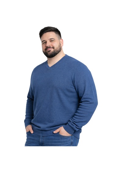 Battalmoda Erkek Büyük Beden İndigo V Yaka Triko Kazak 3xl-4xl-5xl-6xl