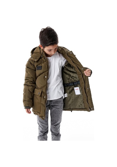 Erkek Çocuk Kapüşonlu Kalın Kışlık Mont 51335 Haki