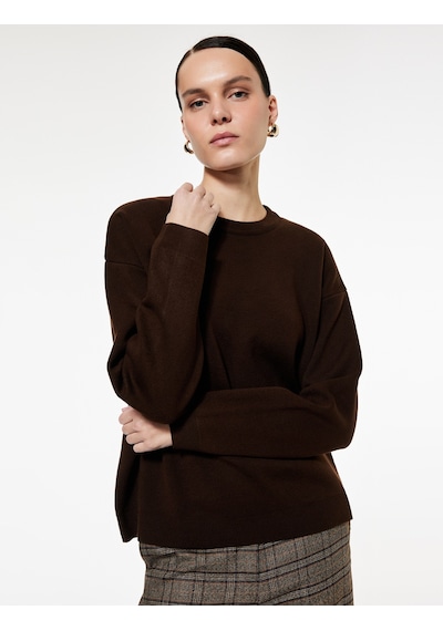 Koton Bisiklet Yaka Uzun Kollu Triko Oversize Kazak Kahverengi 6wak90287ht Kahve