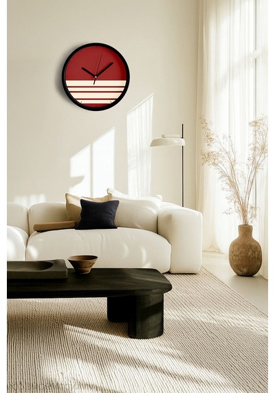 Modern Tasarım Duvar Saati - 25cm - Önü Camlı Siyah Kasa - Sessiz Mekanizma-jh0577 Siyah