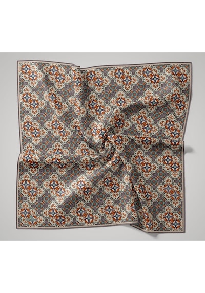 Silk Home Soft Eşarp 73093-18 Gri, Turuncu, Ekru, Bebe Mavi