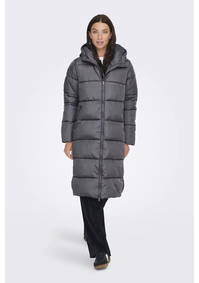 Only Kadın Onlmontana Kapüşonlu Uzun Şişme Mont 15226559 Gri Gri