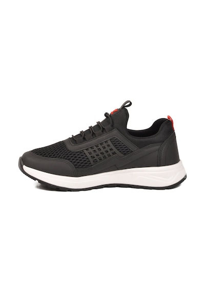 Walkway Siyah Beyaz Fileli Hafif Esnek Kilit Bağcıklı Unisex Spor Ayakkabı Motano G Siyah - Beyaz