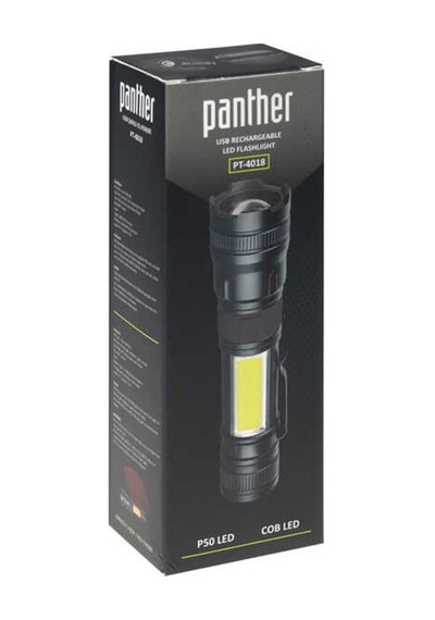 Panther Pt-4018 Şarjlı El Feneri Siyah