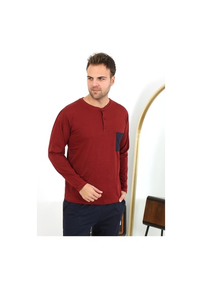 Akbeniz Erkek Uzun Kol Penye Bordo Pijama Takımı 6861 Bordo
