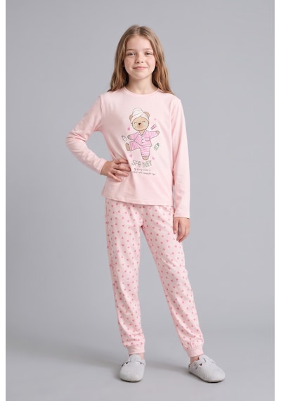 Defacto Baskılı Uzun Kollu Üst Lastikli Paça Alt 2li Pijama Takımı Kız Çocuk I3895a826aupn645 Pembe-pn645