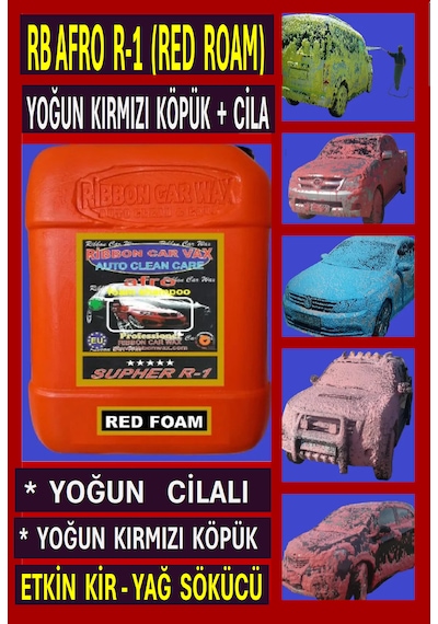 Rb Afro Supher R-1 Firçasiz Cilalı Renkli Oto Yıkama Şampuanı Kırmızı Köpük 5 Kg