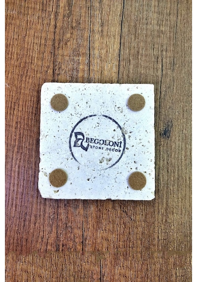Doğal Taş Bardak Altlığı Papatya Desen Baskılı 10x10cm Stone Coasters 4'lü Set Çok Renkli