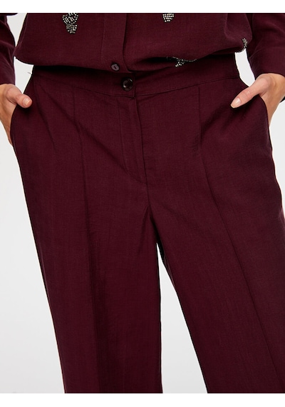Faik Sönmez Wıde Leg Fıt Tenselli Pantolon W26pnt020 Uw26pnt02042 Mürdüm