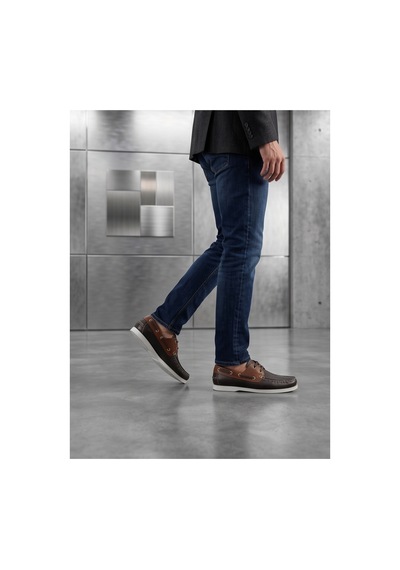 Crc Ayakkabı %100 Hakiki Deri Glossy Leather Men's Shoes - Urban Street Style Kalın Taban Kahverengi Antik