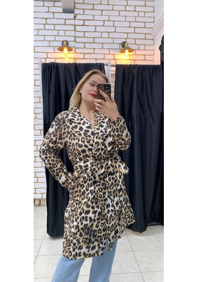 Leopar Trençkot Astarsız