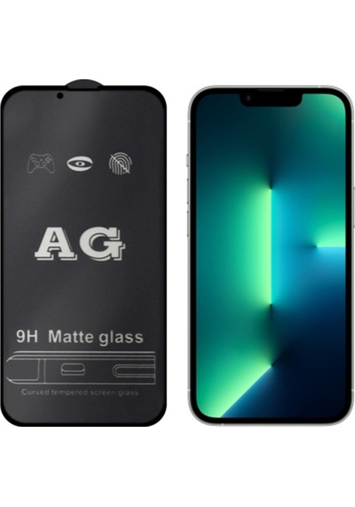 Ally Apple Uyumlu   iPhone 13 Pro Max 6.7Inç Full Glue Matte Tempered Cam Ekra Siyah