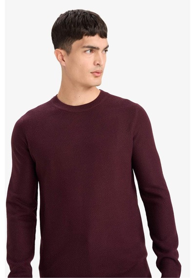 Defacto Standart Fit Bisiklet Yaka Basic Dokulu Triko Kazak F1777ax25aubr464 Bordo