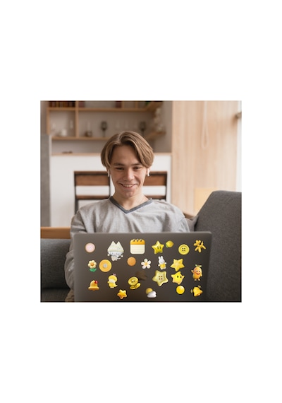 67 Adet Sarı Juminocore Temalı Sticker Seti Sevimli Estetik Çıkartma Laptop Telefon Defter Etiketi