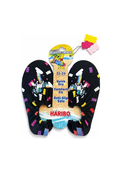 Haribo Lisanslı Unicorn Baskılı Kız Çocuk Deniz Ayakkabısı Siyah
