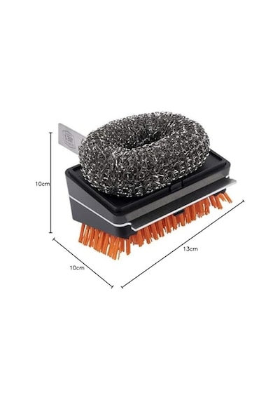 1517365r06 Blacksmith Combo Izgara Fırçası, Değiştirilebilir Naylon Ve Çelik Yün Başlıklı, Gümüş Ve Siyah