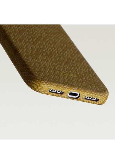 Apple Uyumlu iPhone 18 Pro Max Kılıf M-safe Özellik Aramid Karbon Fiber Pitaka Wind Over Wheat Serisi Kapak Gold