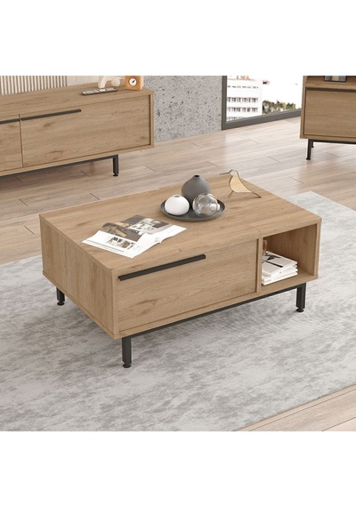 Bohem Orta Sehpa 60x90cm Metal Ayaklı Kapaklı Sepet Boh2-s Kahverengi