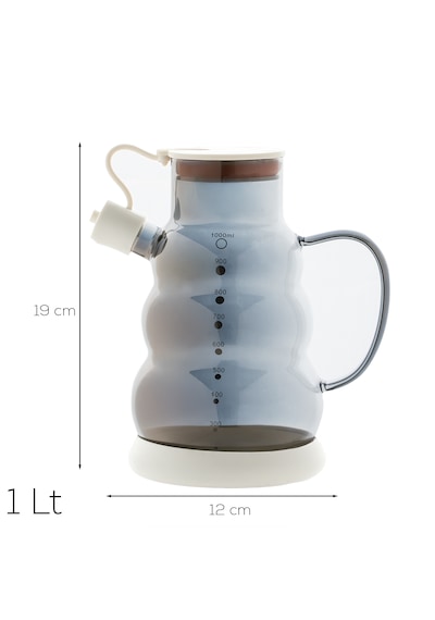 Porsima 3617-2 Kapaklı Borosilikat Cam Yağlık Sirkelik Yağdanlık 1000ml Beyaz Beyaz