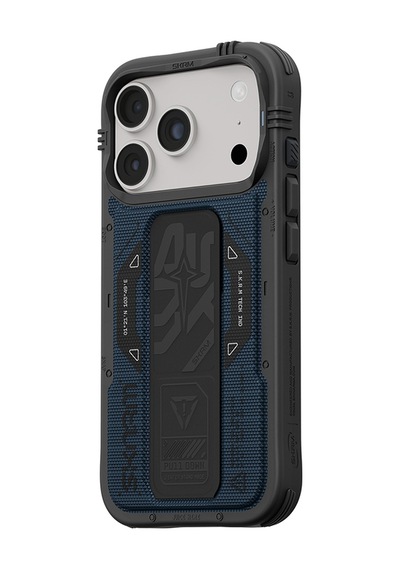 Apple Uyumlu iPhone 18 Pro Max Uyumlu Kılıf Skinarma M-safe Özellikli Airbag Tasarımlı Standlı Phantom Kapak Mavi