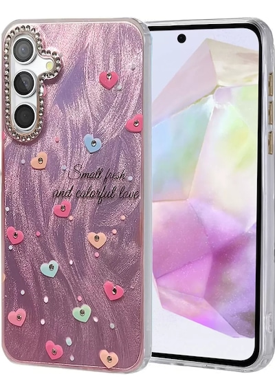 Newface Samsung Galaxy A35 5g Kılıf Blade Aynalı Desenli Kapak - Desen 8 Pembe