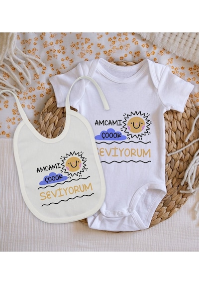 Bitmeyenkartus Bk Kids Amcamı Çok Seviyorum Tasarımlı Bebek Body Zıbın Ve Mama Ö Çok Renkli