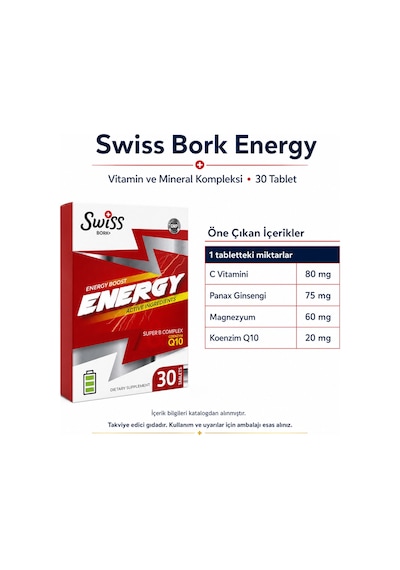 Swiss Bork Energy Vitamin Ve Mineral Kompleksi 30 Tablet
